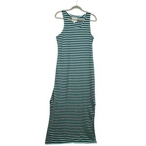 Sail to Sable Womens Mint Navy Striped Racerback Maxi Tank Dress Size M